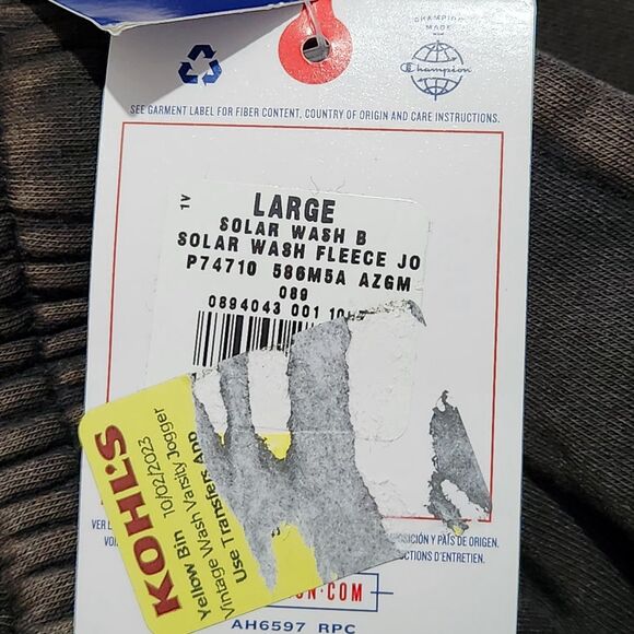 Champion Pants Size Large Solar Wash Color Elastic Waist With Pockets - Picture 6 of 10